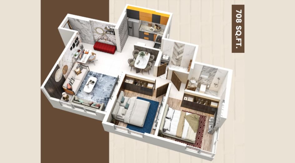 Ganesh-Residency-Floor-Plan-2 BHK-708 Sqft